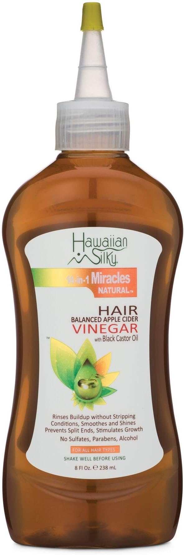 Hawaiian silkyApple Cider Vinegar Instant Hair Balancer with Black Castor Oil - Sulfate-Free, No Hair Striping Detangler, PH Balancer 8 oz