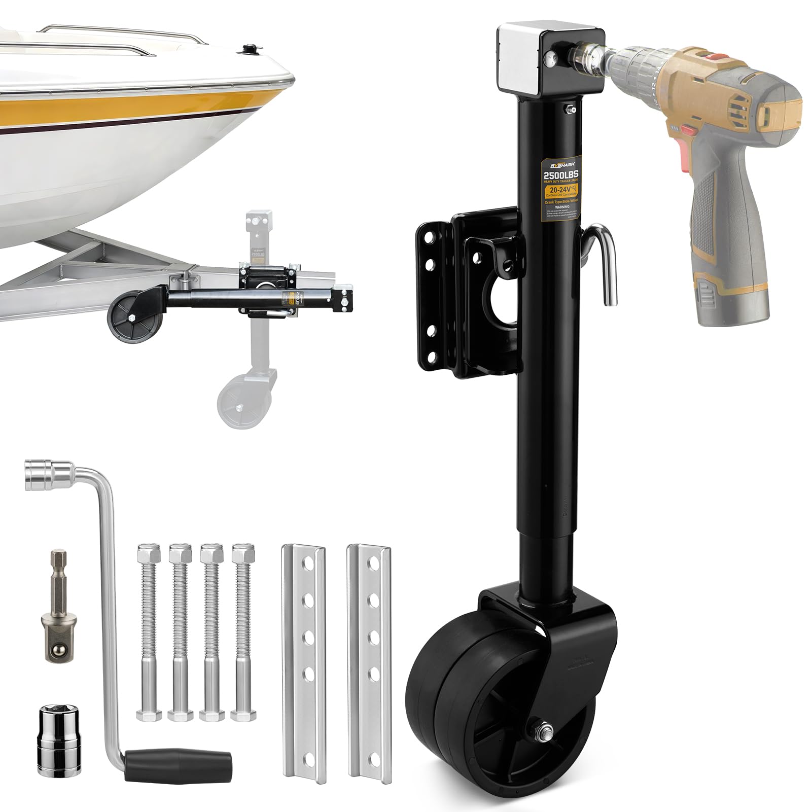 2500lbs Trailer Jack with Dual Wheel Heavy Duty Trailer Tongue Jack