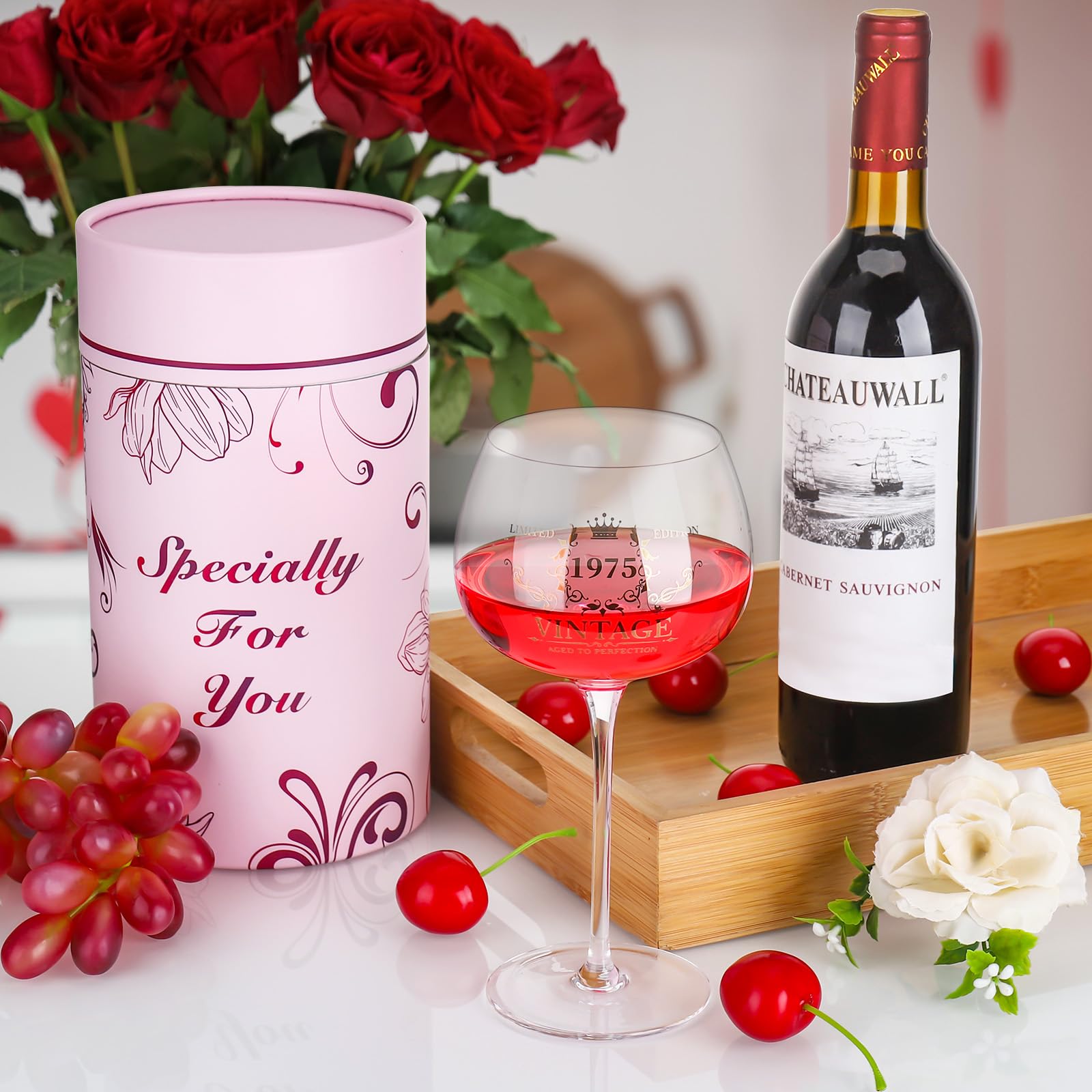 Hejo Calice Vino Personalizzato,Vintage Bicchiere Personalizzato per Regalo 50 Anni Uomo,Calici Vino per 50 Anni Compleanno Donna,Calici Personalizzati per Giorno di Commemorazione,Anniversario,Festa