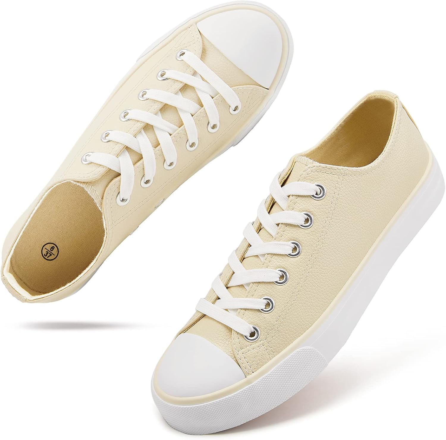 Women's White PU Leather Fashion Sneakers Low Top El Salvador Ubuy