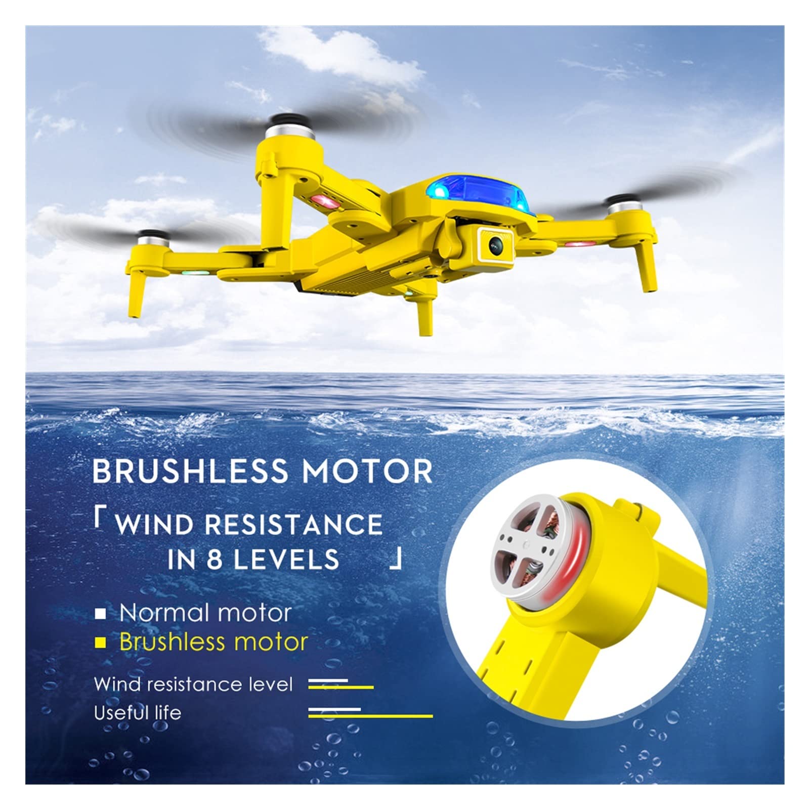 Drone 4k 6k Profesjonalna podwójna kamera HD Bezszczotkowa fotografia lotnicza WiFi RC Składany quadkopter 1,2 km Odległość (Kolor: Żółty-6K-Rozmiar torby: 1) (4K)