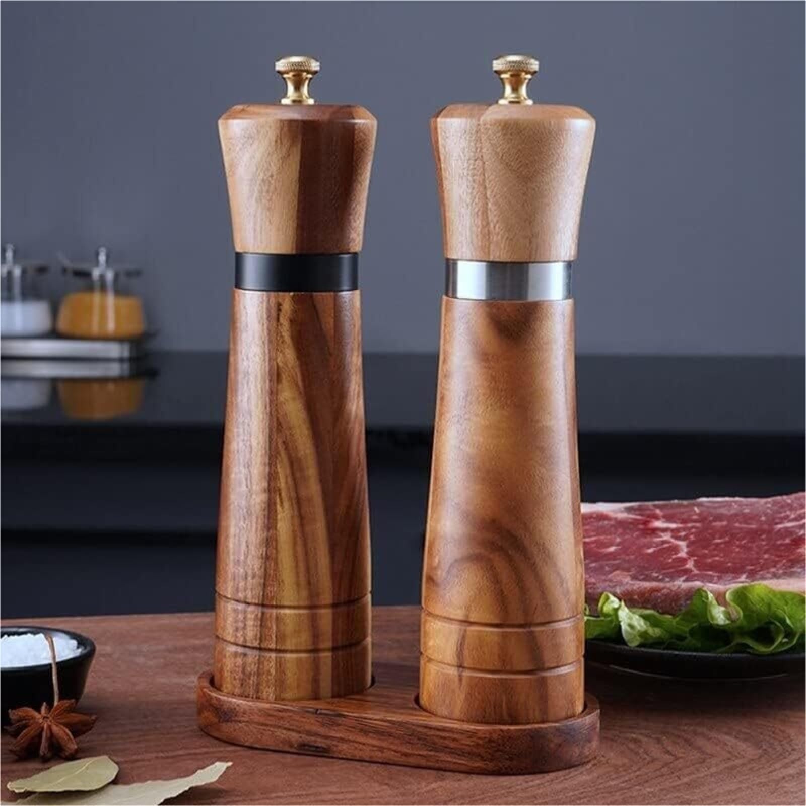 Młynek Do Przypraw Pieprzu Drewniany Zestaw Do Mielenia Soli I Pieprzu Shaker Z Łatwą Regulacją Grubości Ceramicznej Możliwością Ponownego Napełniania Do Różnych Przypraw