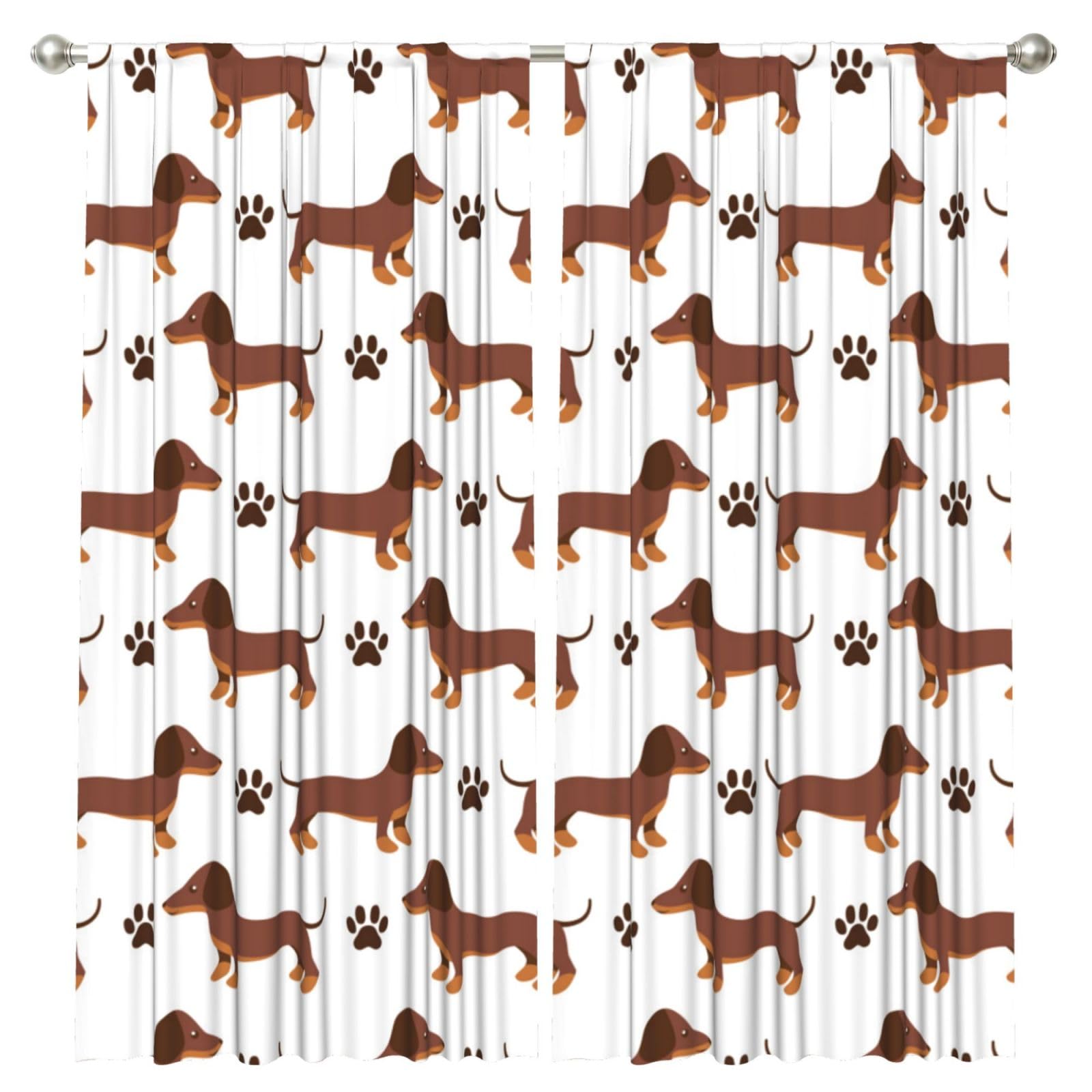 InOmak Dachshund, 2 Panels Window Curtains 52 x 84 Inch Blackout Curtains for Living Room Bedroom