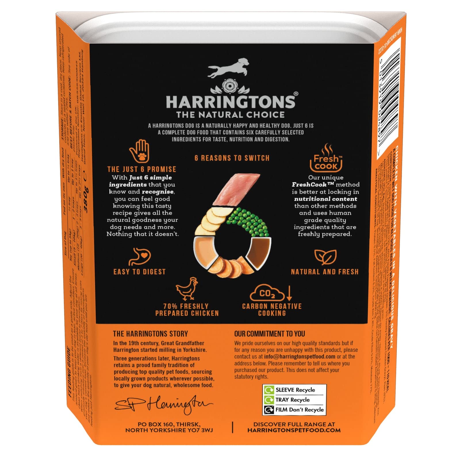 Harringtons Just 6 Chicken Grain Free Wet Dog Food 380G