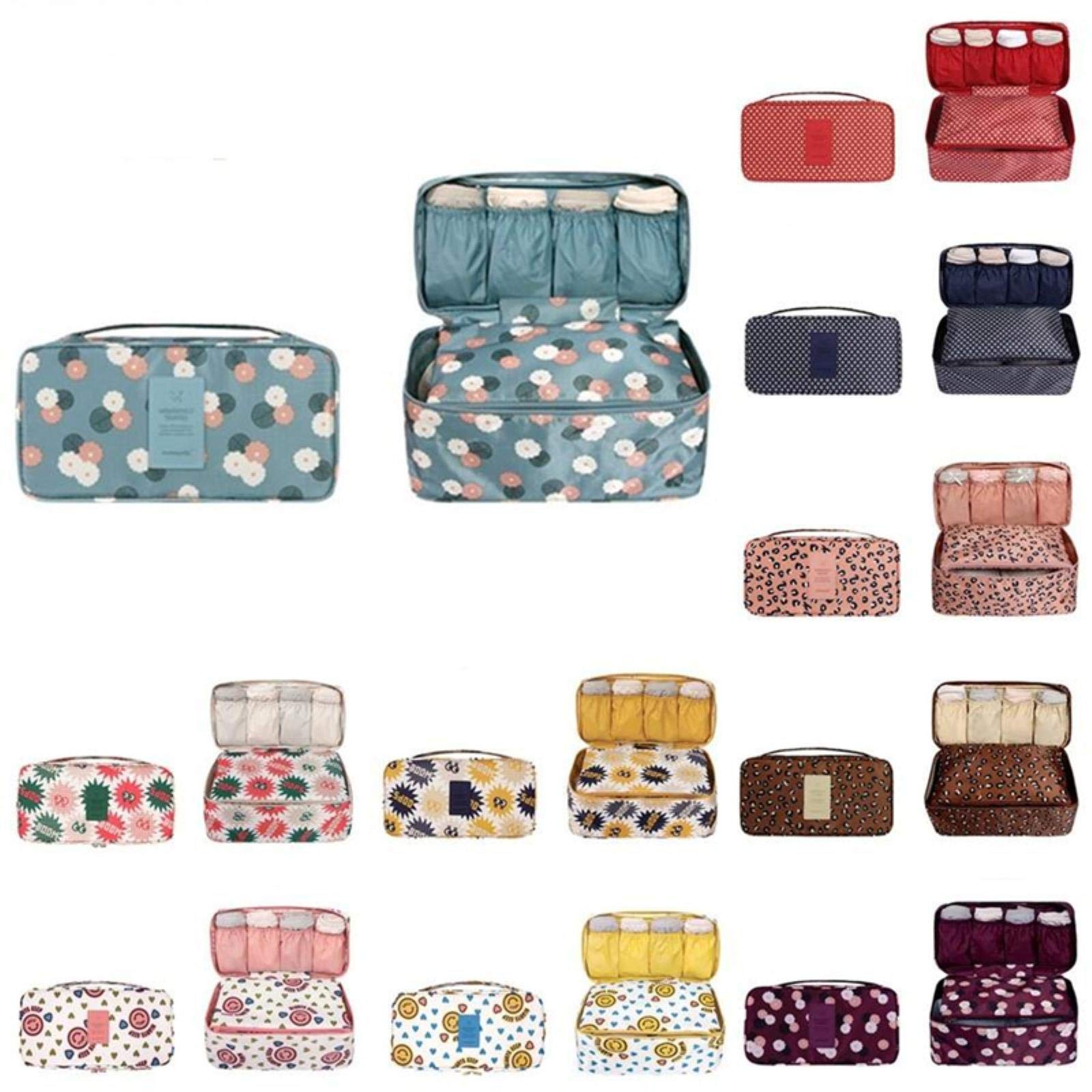 Borsa per Reggiseno da Viaggio da 1 Pezzo Borsa per Organizer per Biancheria Intima Borsa per Cosmetici per Articoli da toeletta Quotidiana Borsa per Il Lavaggio-Fiori Blu Scuro