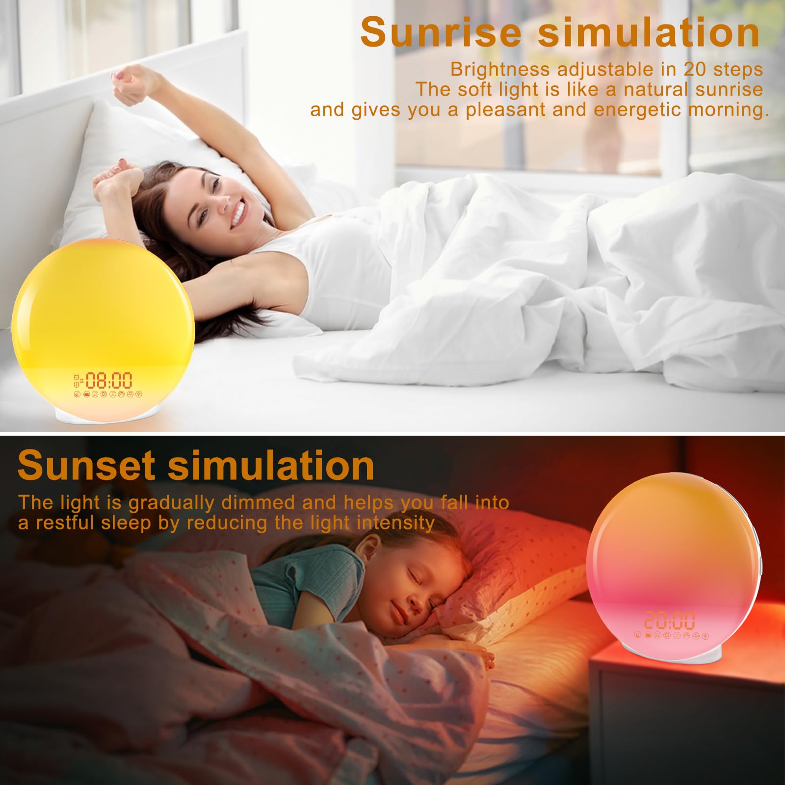 WHTIAN Eveil Lumière Réveil lumineux réveil lumineux lever du soleil