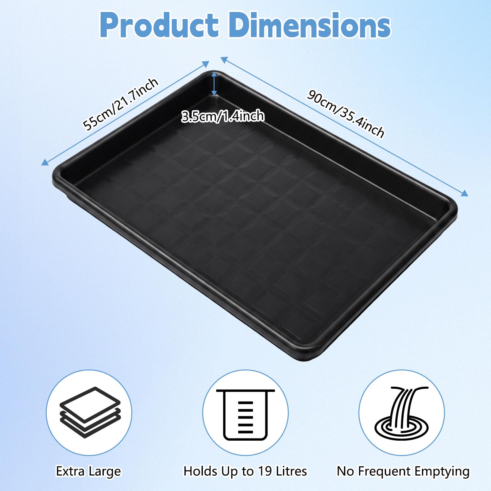 Lot de 3 grands bacs de vidange d'huile, 90 x 55,9 x 3,5 cm, plateau d'égouttement en plastique extra large pour dessous de voiture, bac à huile en plastique, pot de récupération d'huile