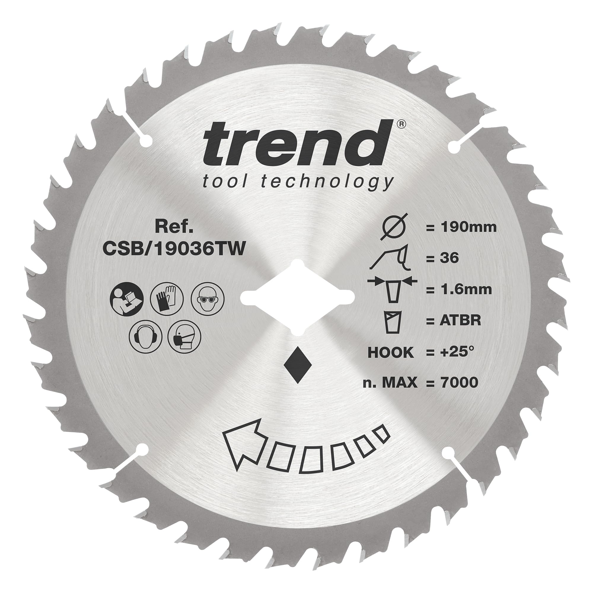Trend CraftPro Thin Kerf Cordless Saw Blade - 190mm dia x 1.6 kerf x Wormdrive 3