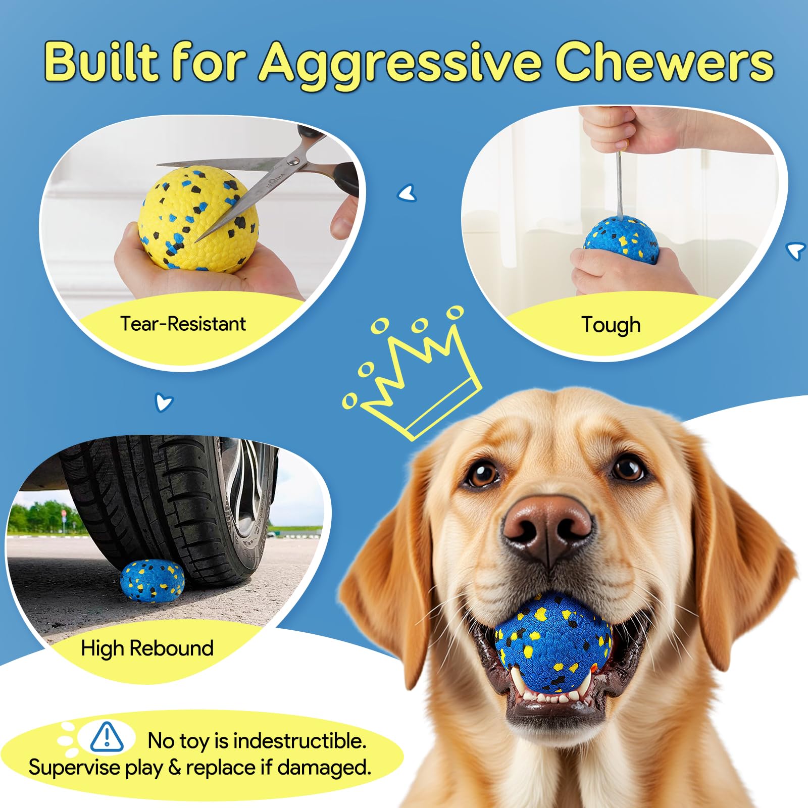 Kimee Balles de Tennis pour Chien - Jouets à mâcher pour Chiens - Jouets de Dentition durables - Jouets à Eau pour Chiens de Petite, Moyenne et Grande Taille (4 balles)