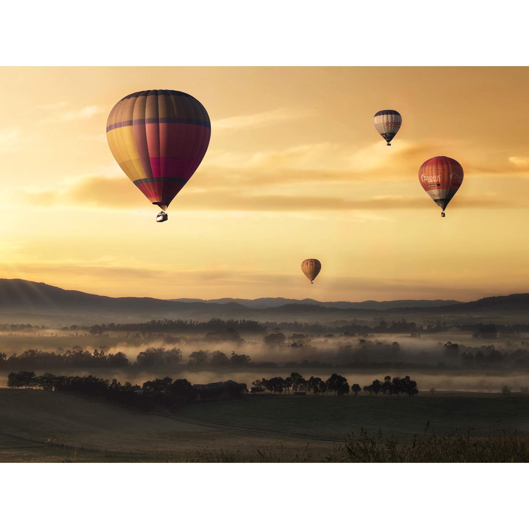 Hot Air Balloons Misty Morning Large Canvas Wall Art Print