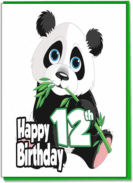 Carte D Anniversaire 12 Ans Panda Filles Garcons Fils Petit Fils Fille Petite Fille Ami Amazon Fr Fournitures De Bureau