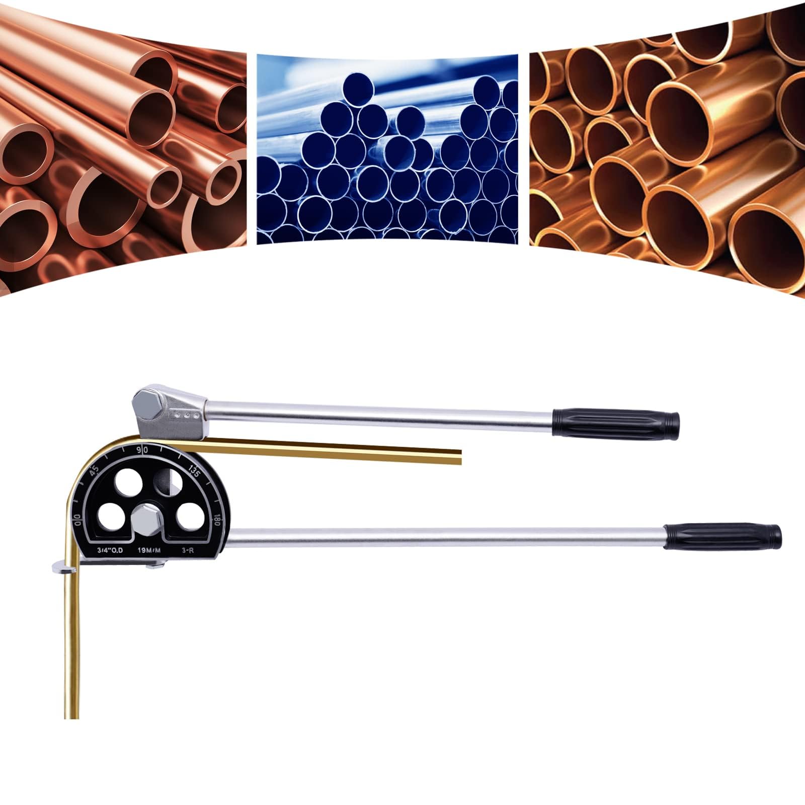 Copper Tubing Bender for Copper Pipes with a Wall Thickness of 1.2mm,180 Degree Pipe Bending Tool, for Hoses, Copper Pipes, Aluminum Pipes, and Mild