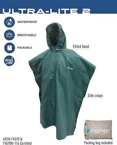 Miniatura 28 de FROGG TOGGS Ultra-lite2 - Poncho de lluvia impermeable, transpirable, tamaños para adultos y jóvenes