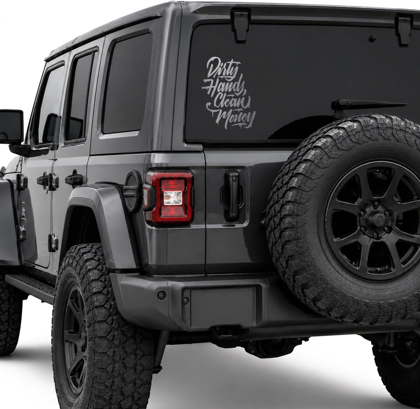 GRITKULTURE Dirty-Hands-Clean-Money Decal Sticker for Vehicle Truck Bumper Cars Window Wall Mirror Decoration (White)