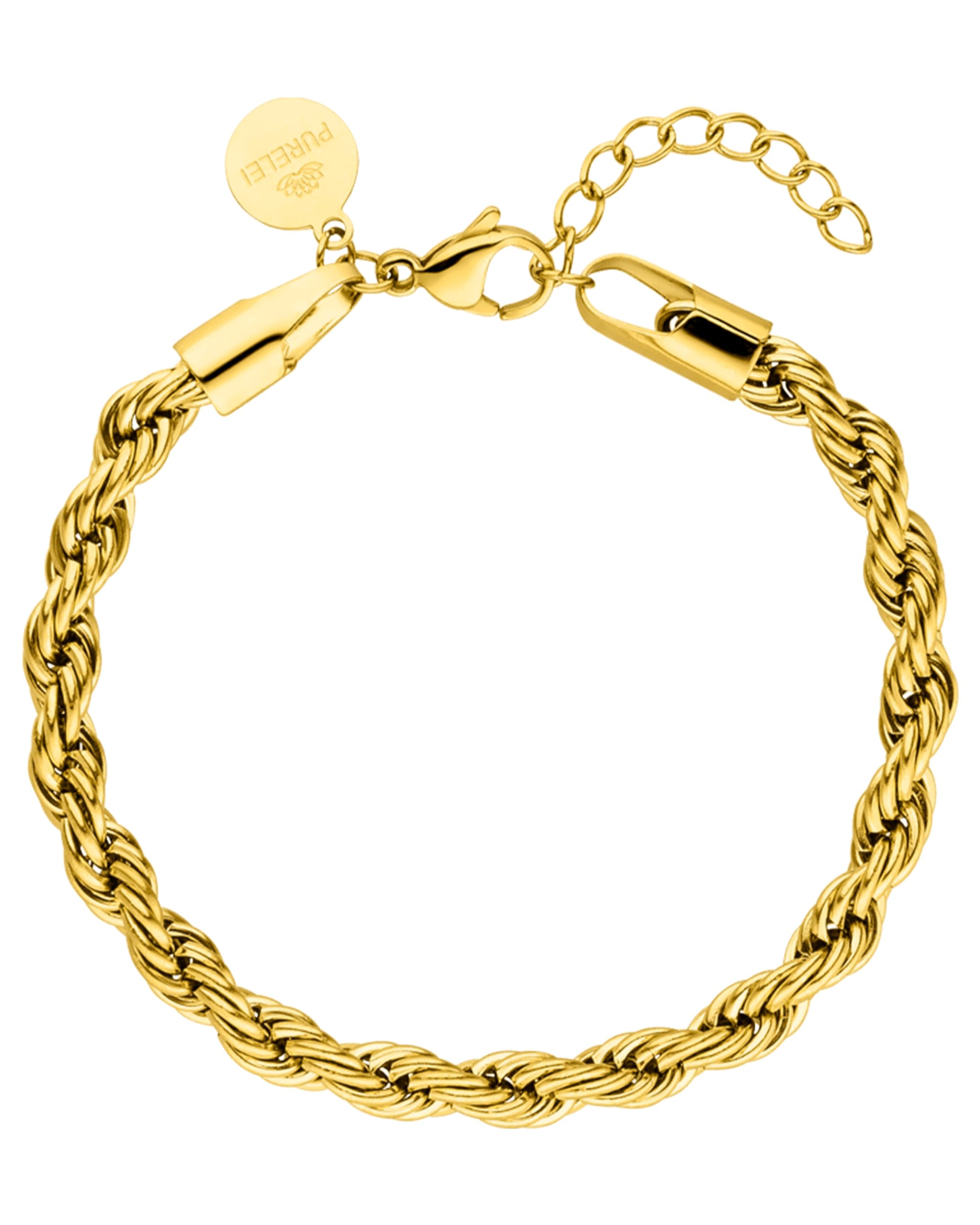 Bracciale Premium PURELEI® (oro), Bracciale donna in acciaio inossidabile, Gioielli con logo Signature durevoli ideali come regalo, Lunghezza regolabile 17/20 cm (Oro