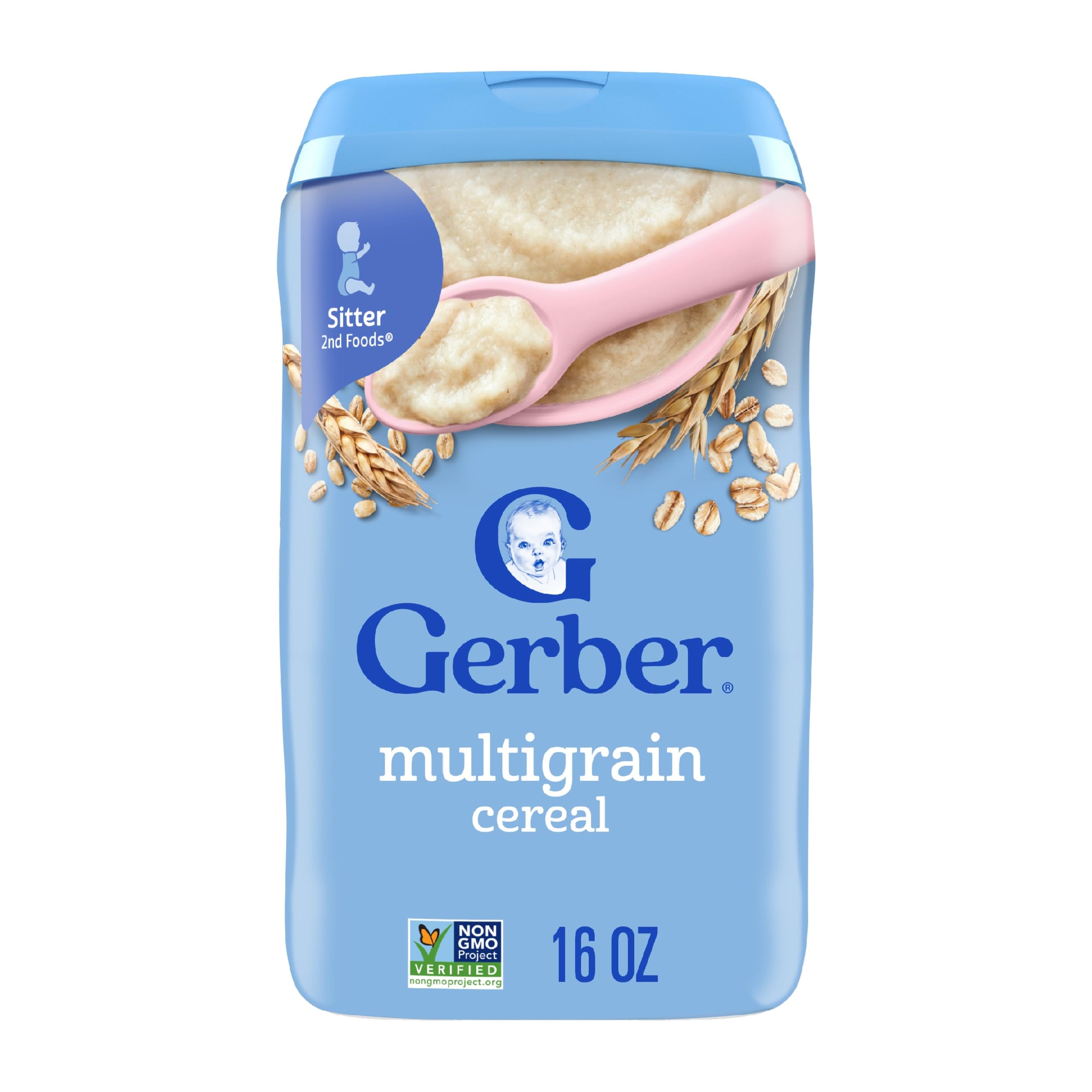 GerberGerber Stage 2 Baby Food, Multigrain Cereal, Whole Grains, Iron, Zinc & Vitamin B12, Baby Cereal, 6-Pack