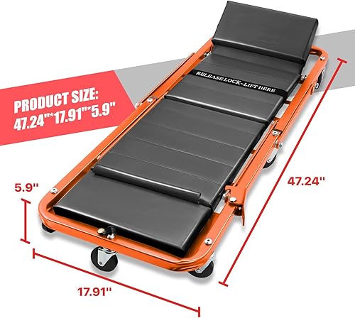 Miniatura 73 de DNA MOTORING TOOLS-00186 - Asiento plegable 2 en 1 de 40 pulgadas, 6 ruedas de 2 pulgadas, capacidad de peso de 330.7 lbs, color rojo