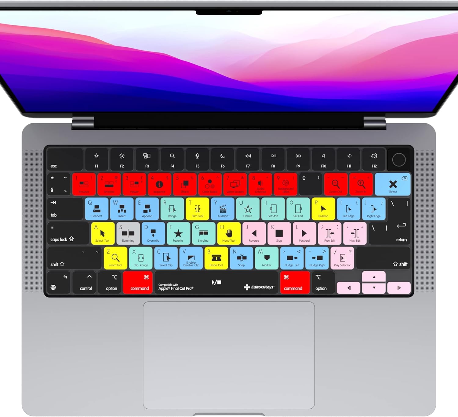 Final Cut Pro Keyboard Cover for 14" & 16" MacBook Pro 2021+,100 Functional Shortcut Keys for Video Editing by Editors Keys for M Series Macs