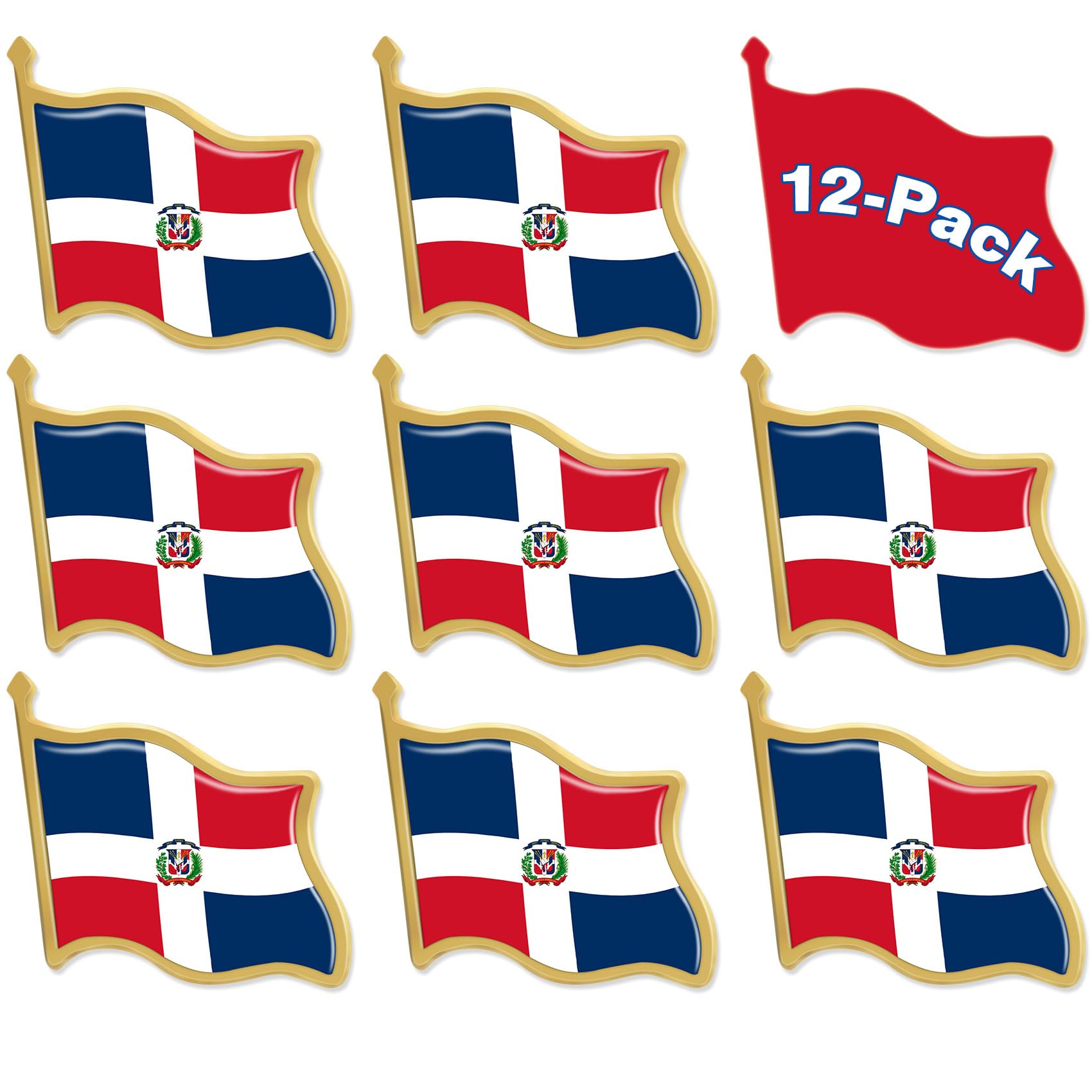 12/24/50/100 Pack-Dominican Flag Pins Bulk -1” Metal Patriotic Dominican Lapel Pins Badge Souvenir For Hat Bag Travel Gifts…