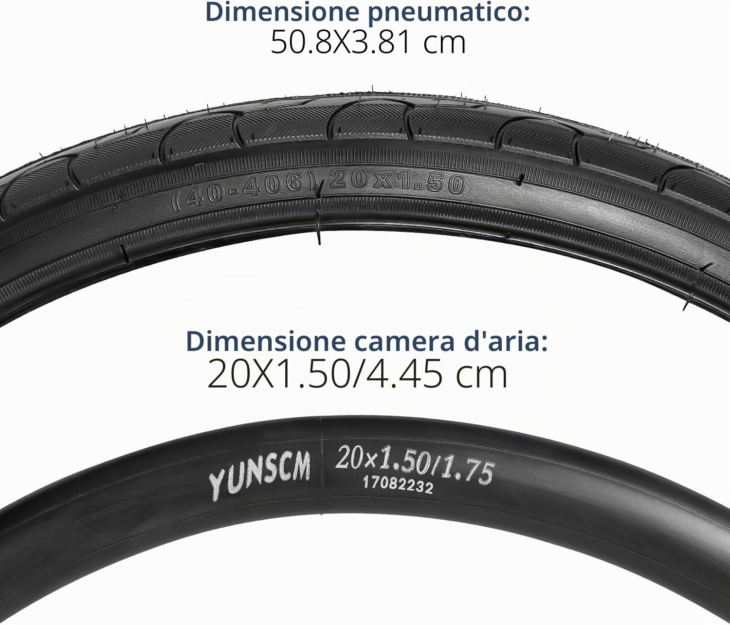 YunSCM 2Pcs Pieghevole 20 pollici pneumatici 20x1.50 ETRTO 40-406 e 2Pcs 20 pollici Camera d'aria AV32mm valvola Schrader, compatibile Bicicletta 20x1.50 Copertoni e Camera d'aria