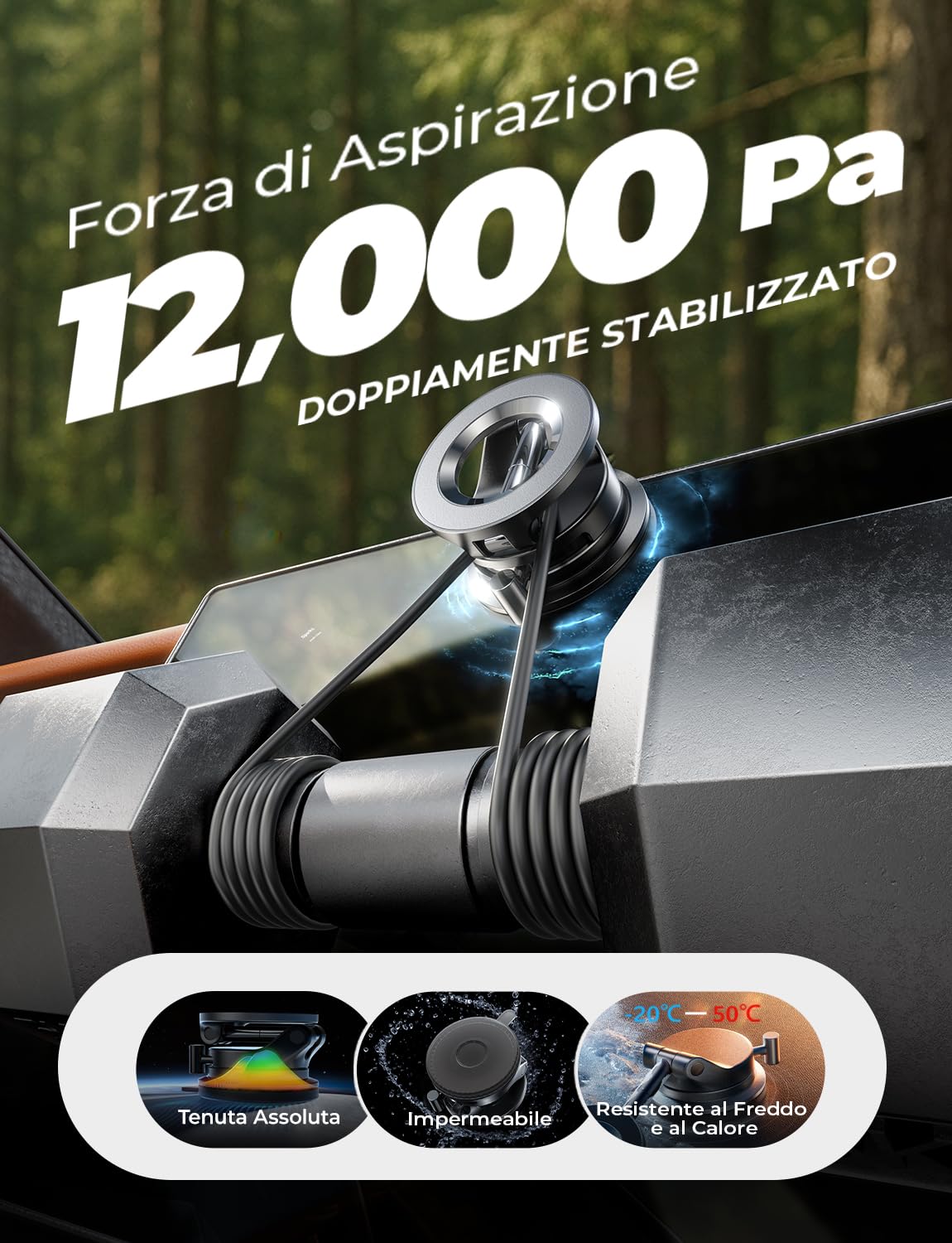 LISEN Supporto Cellulare Auto Magsafe, [89+LBS Ventosa & 2800 gf Magnetico], Porta Telefono Auto Magsafe Portatelefono Calamita da Automobile per iPhone 16 Pro Max 15 14 13 12