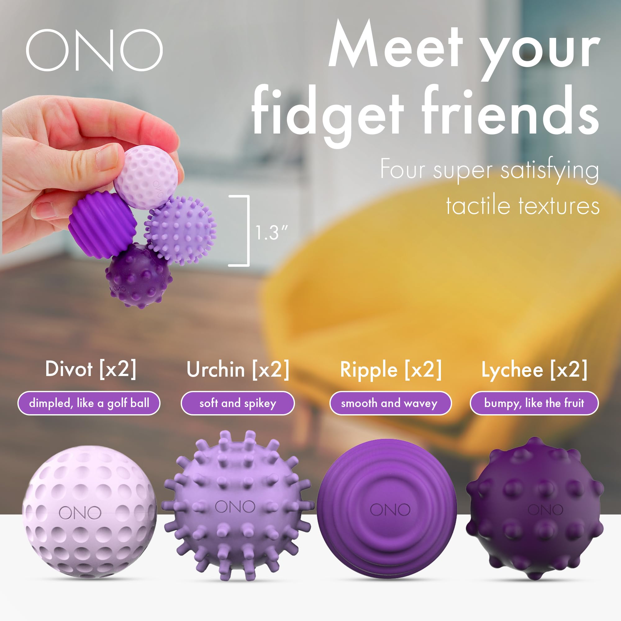 ONO Signets - Silicone Magnetic Balls with Textured Dimples, Bumps, and Waves, Lavender - Image 3