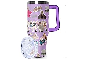 Taylor Swift Inspired Insulated Travel Mug with Lid and Straws