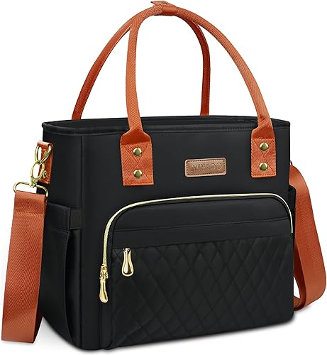 MIYCOO - Lonchera unisex, a prueba de fugas, con aislamiento, grande, con 2 compresas frías, color negro