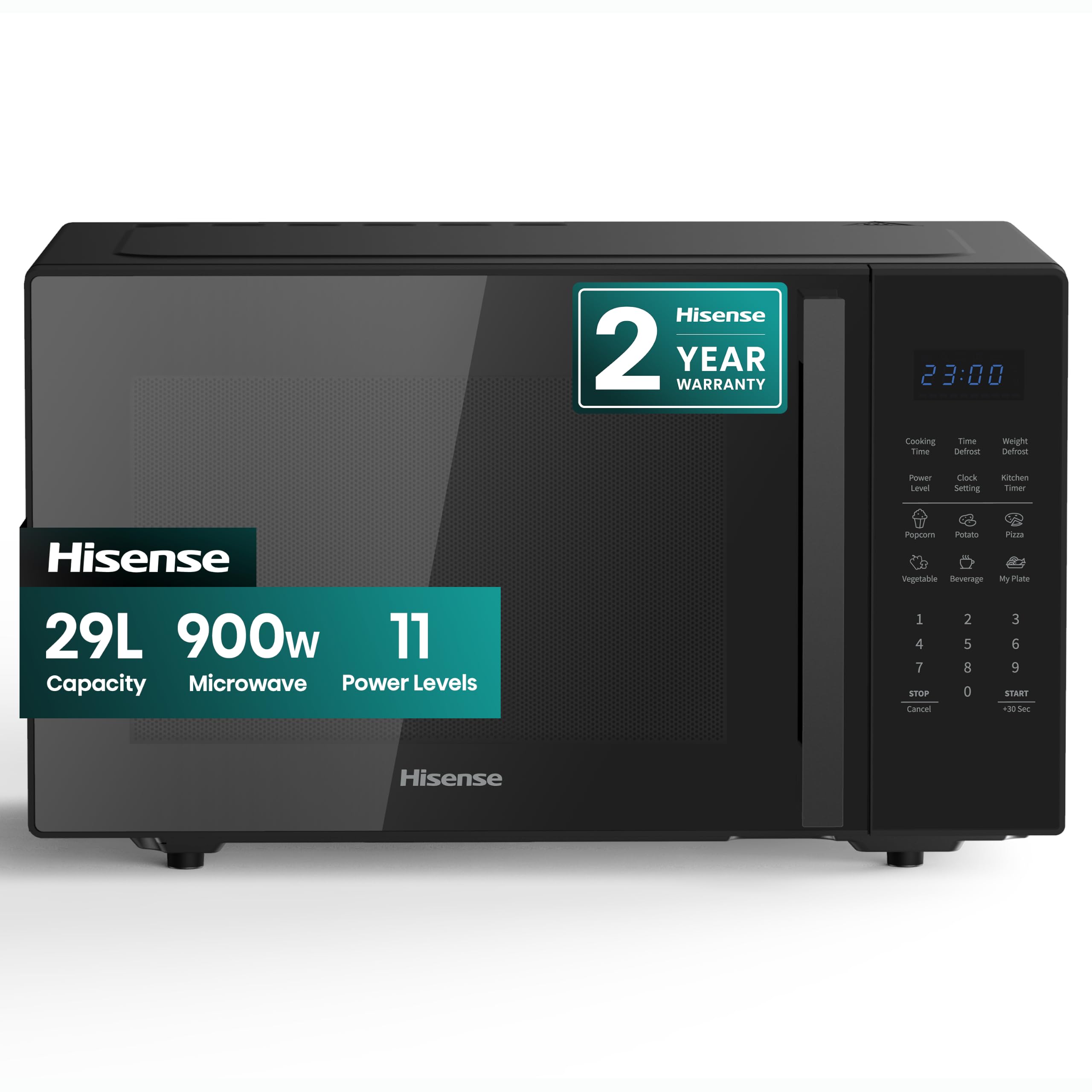 Hisense 900 Watt Microwave with Grill H29MOBS9HGUK, Black, 29 Litre