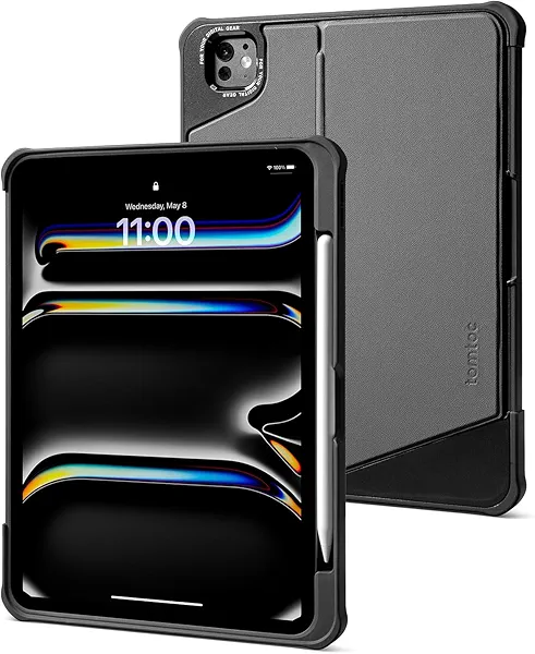tomtoc Inspire-Pivot Panel Case for iPad Pro 11 Inch (M4) 2024, Pivot Design Provides Stable Stand Functionality and Effortless Use, Vertical Case with Apple Pencil Holder