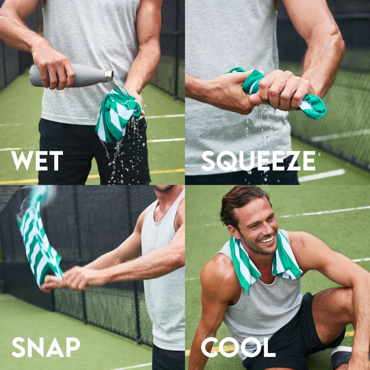 Dock & Bay QuickCool Kühlhandtuch - Für Workouts & Sport - Kühlt auf 15°C - Inklusive Tasche - 25 x 12/ 63x29cm - Goa Grey