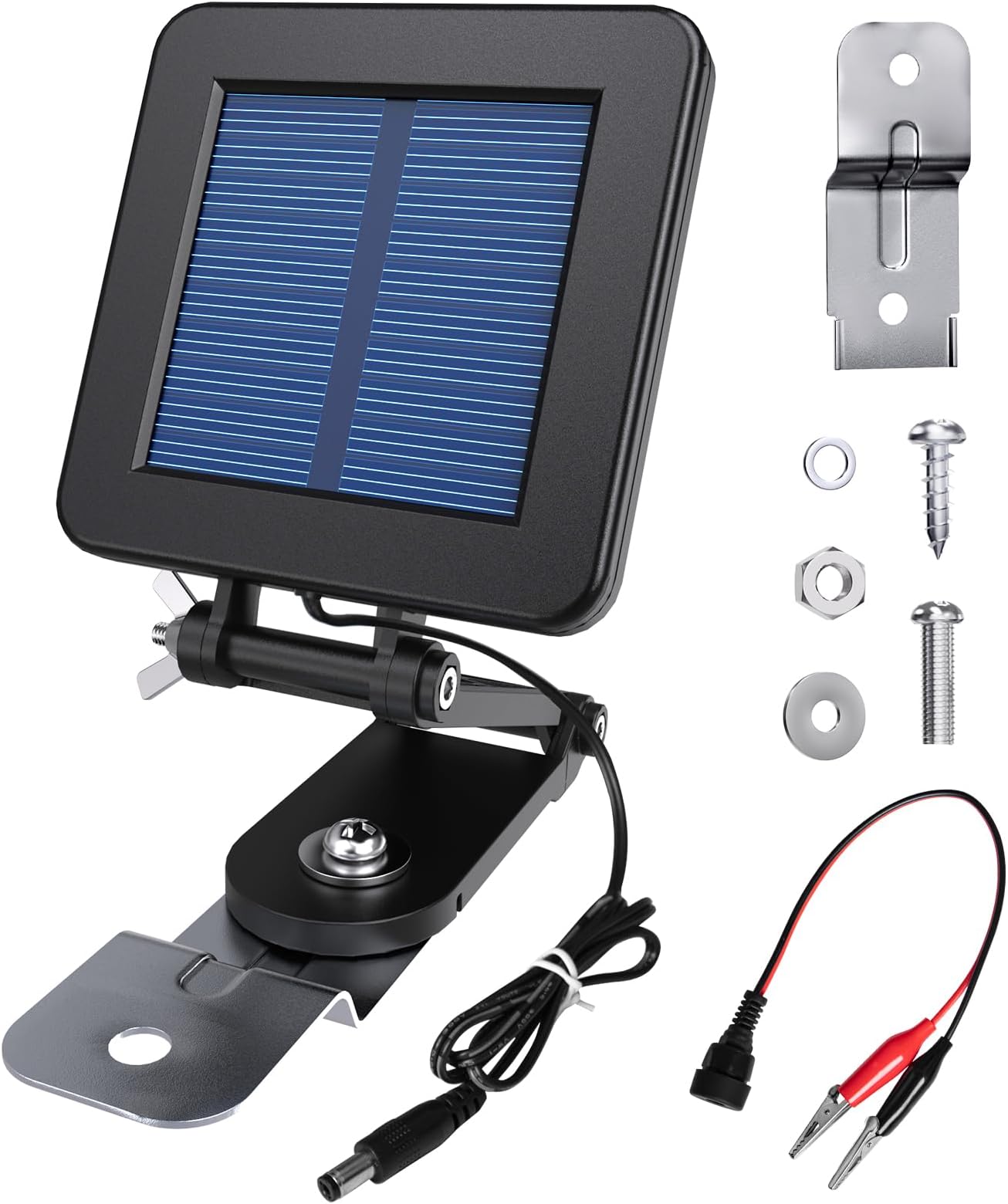 6V Solar Panel for Deer Feeder, Efficient Solar Panel Charger w/Adjustable Mounting Bracket & Alligator Clips, Compatible with Game Feeder Timer & 6V Rechargeable Batteries
