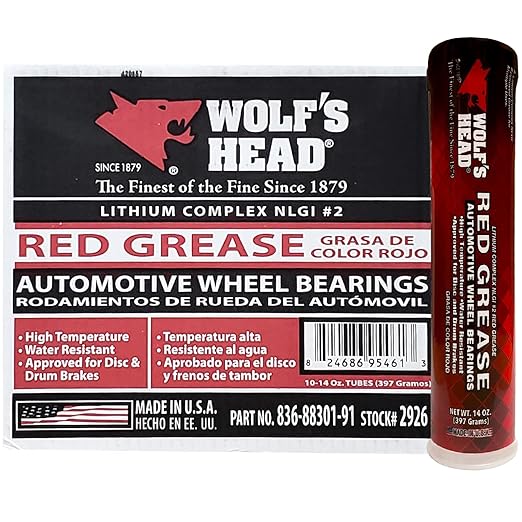 Wolf's Head Red Grease NLGI #2 (836-88301-91) 14 Oz Tube, Pack of 10