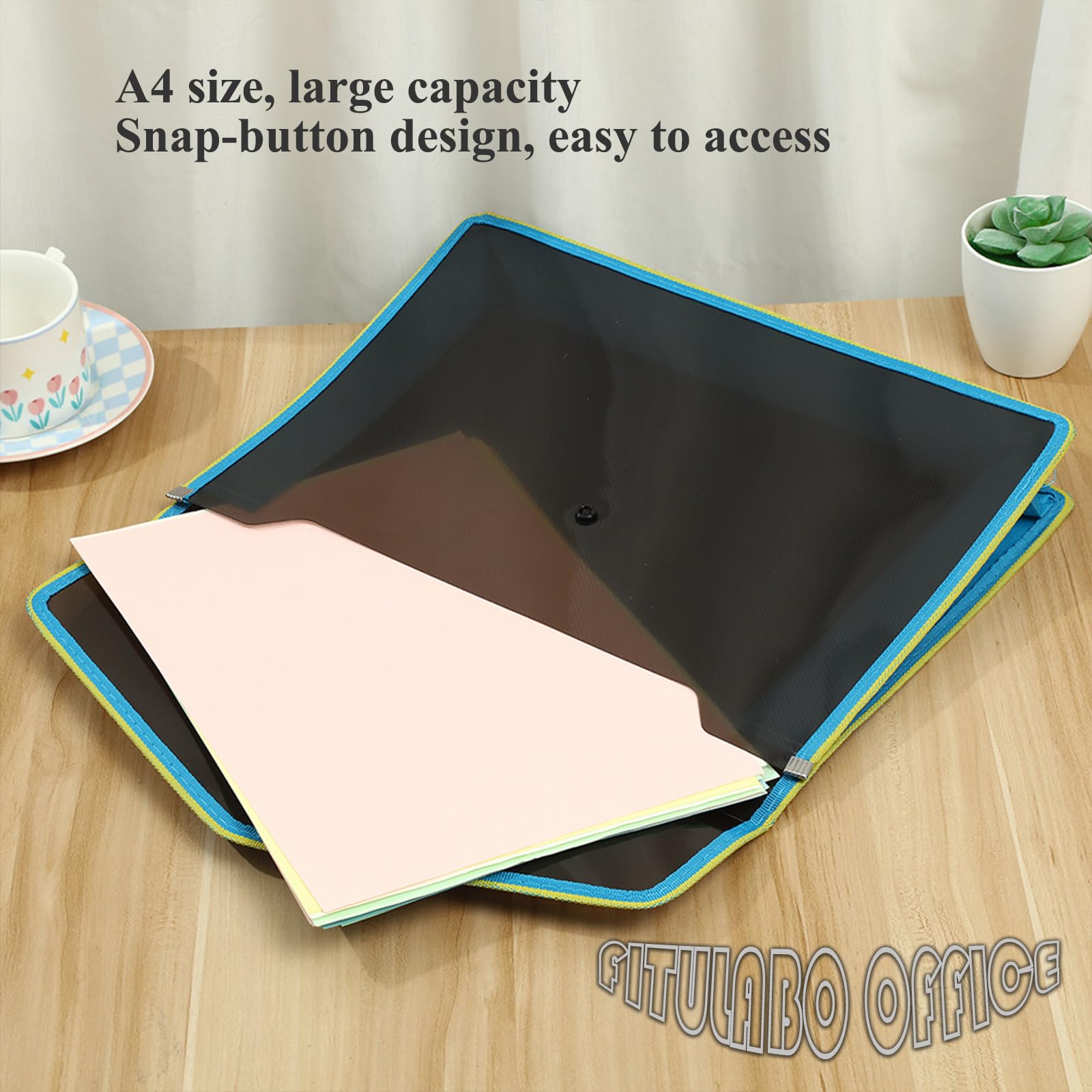 FITULABO Plastic Wallets A4, 5 Pcs Plastic File Folders for Paperwork A4, Poly Pockets Document Folder with Button Closure, Transparent Envelopes for School Office Home (10) - Image 3