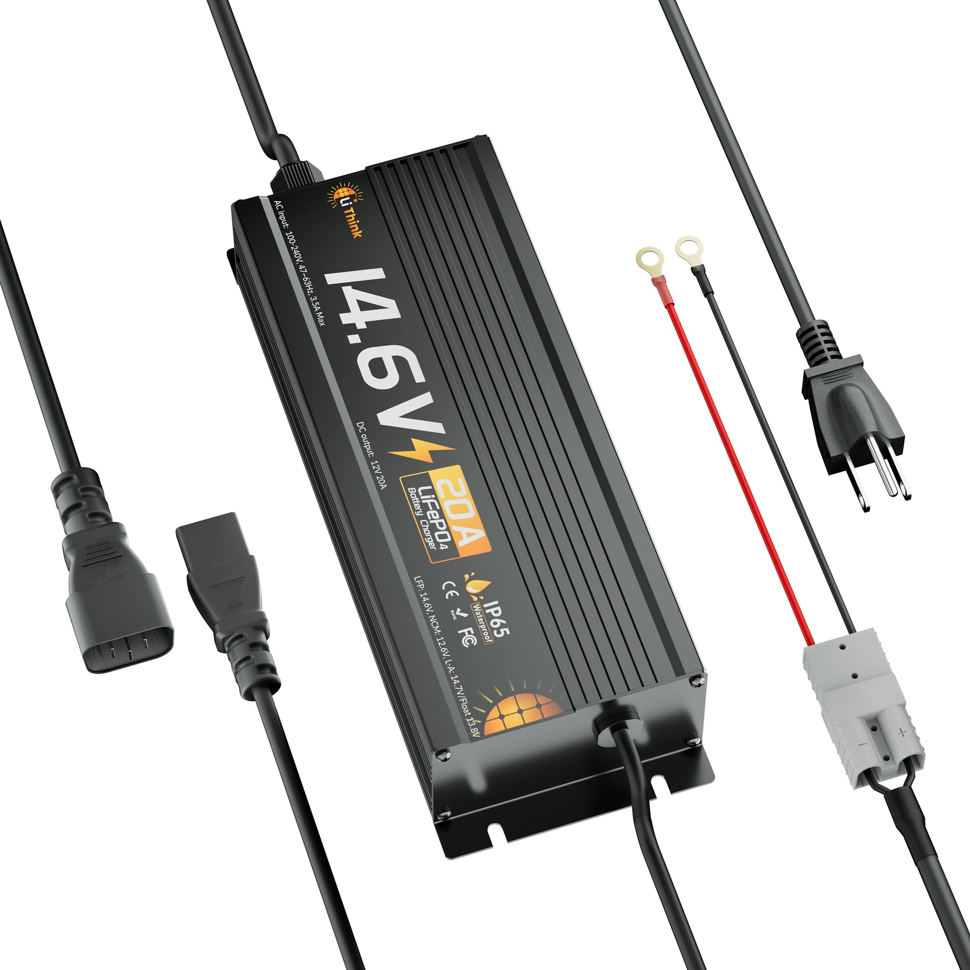 Chargeur de Batterie Lithium 14,6V 20A pour Batterie LiFePO₄ 12V