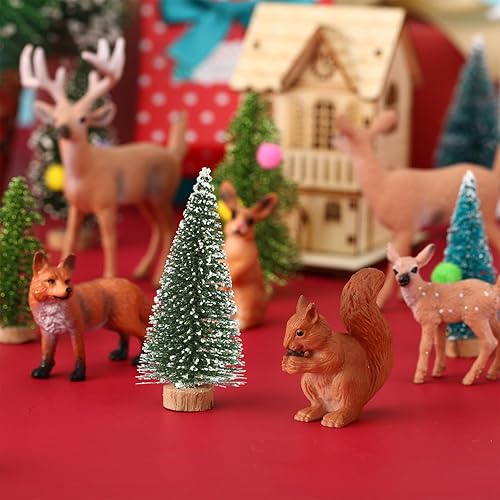 Miniatura 4 de Juego de 13 figuras de animales del bosque de Navidad, figuras de animales del bosque, figuras de animales para tartas, adornos de mesa de plástico