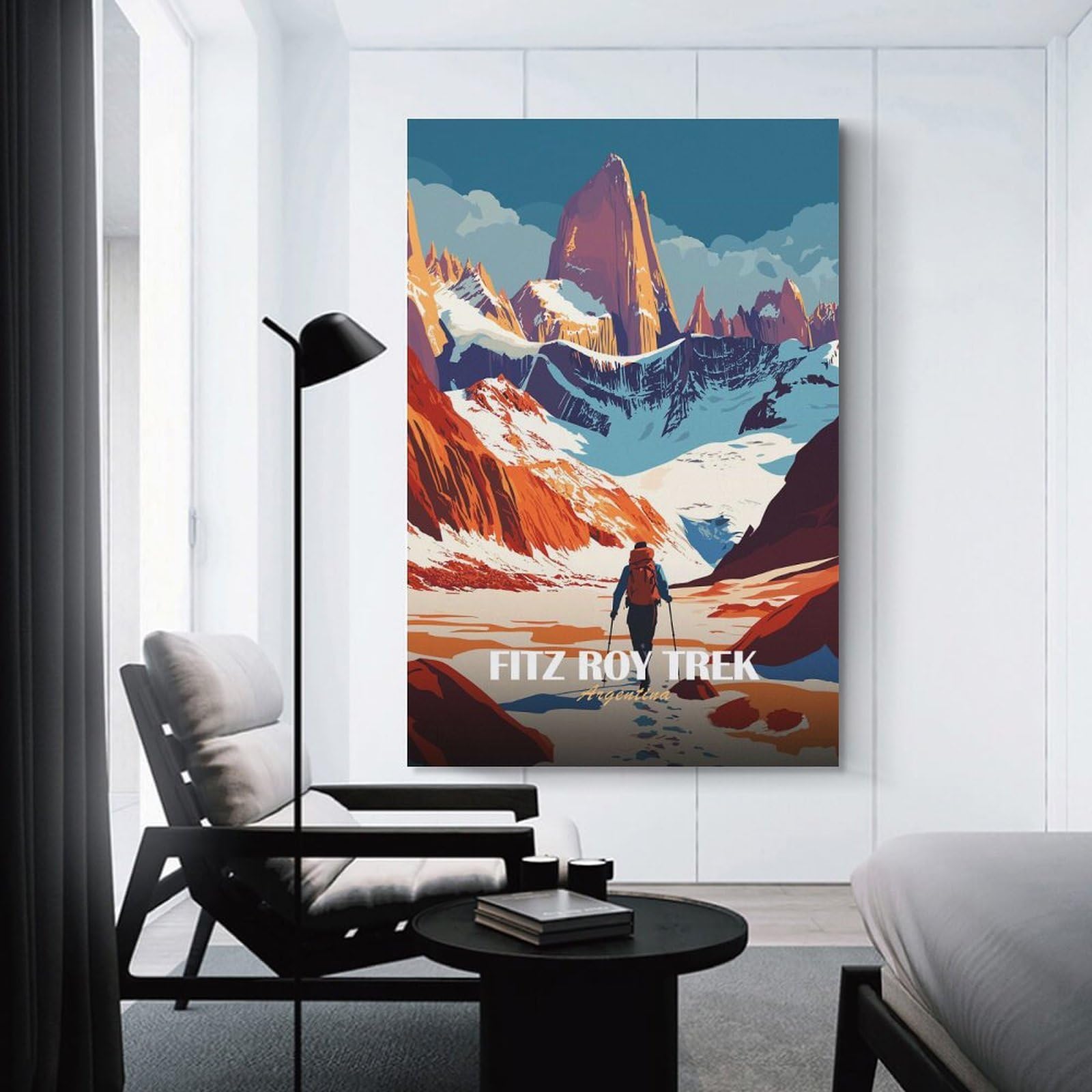 Junmoney Fitz Roy Trek, Argentina Canvas Wall Decor 12x18inch(30x45cm), for Home Lounge, Bedroom Or Reading Nook, A Home Accent with Warm Character