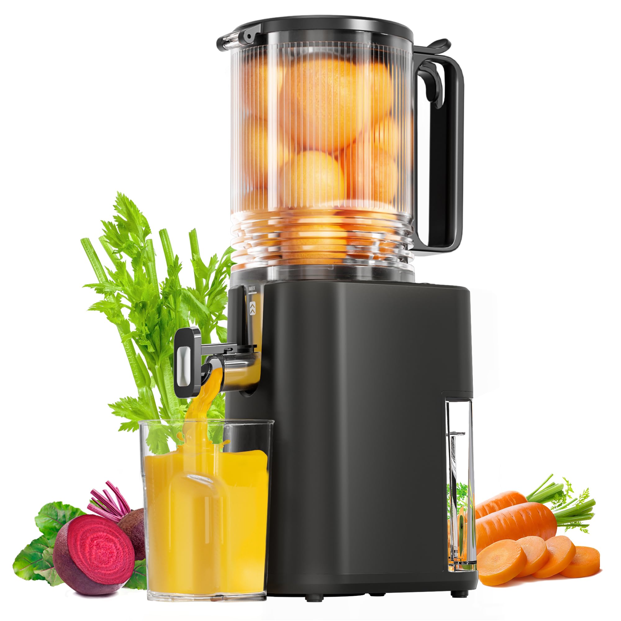 Cold Press Juicer 5 5inch Wide Feed Chute Juicer Machine Slow Masticating Juicer for Whole Vegetables Fruits Gray