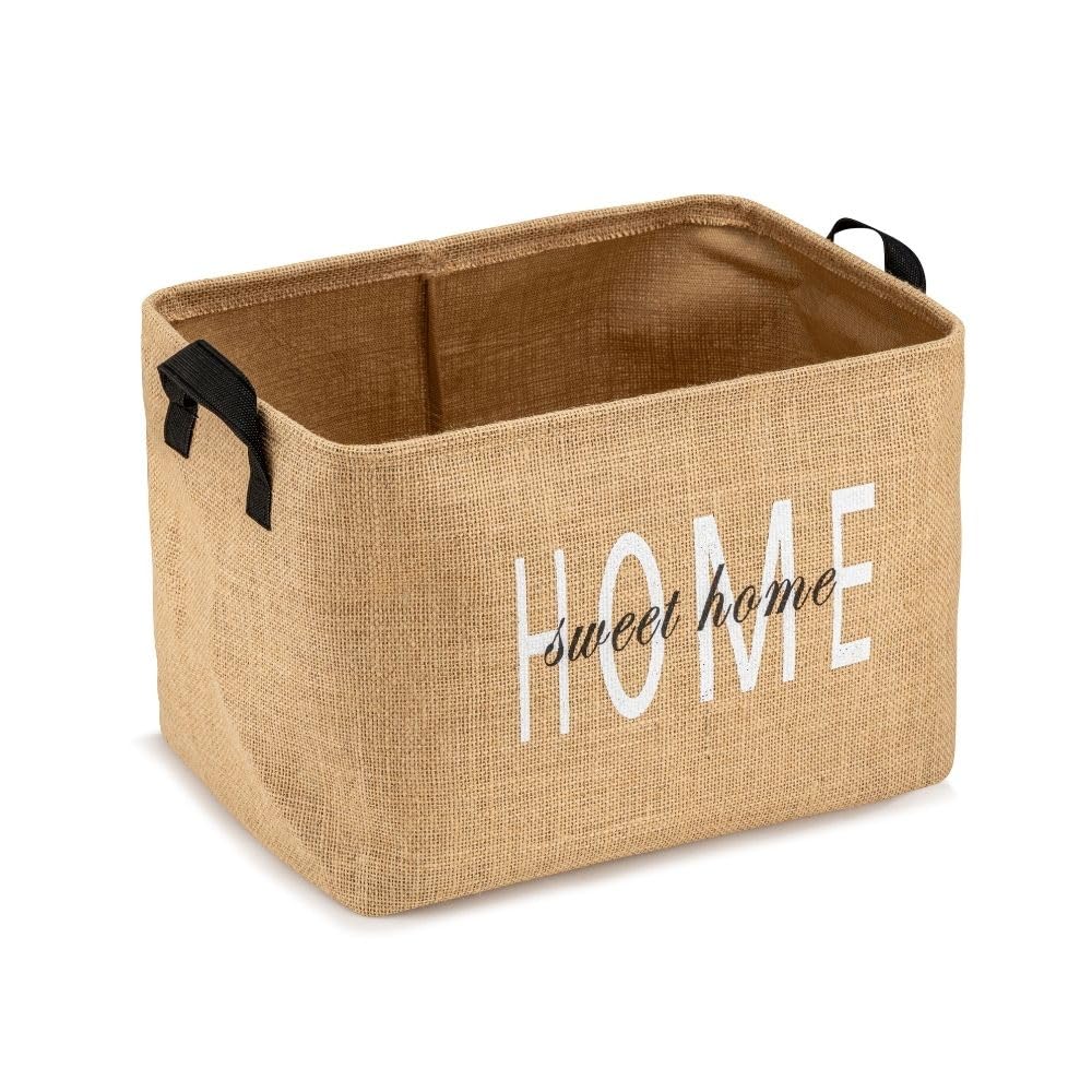 Prendi Home Lot de 2 paniers de rangement pliables en toile de jute avec poignées – Organisateur pour chambre d’enfant, linge, jouets et penderie – Éco-responsable et compact