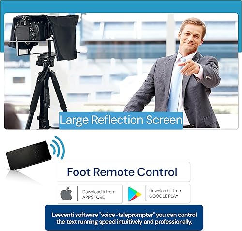 Miniatura 5 de Teleprompter 5.0  Incluye práctico control remoto de pie  Perfectamente compatible con tabletas, teléfonos inteligentes, cámaras de fotos y video