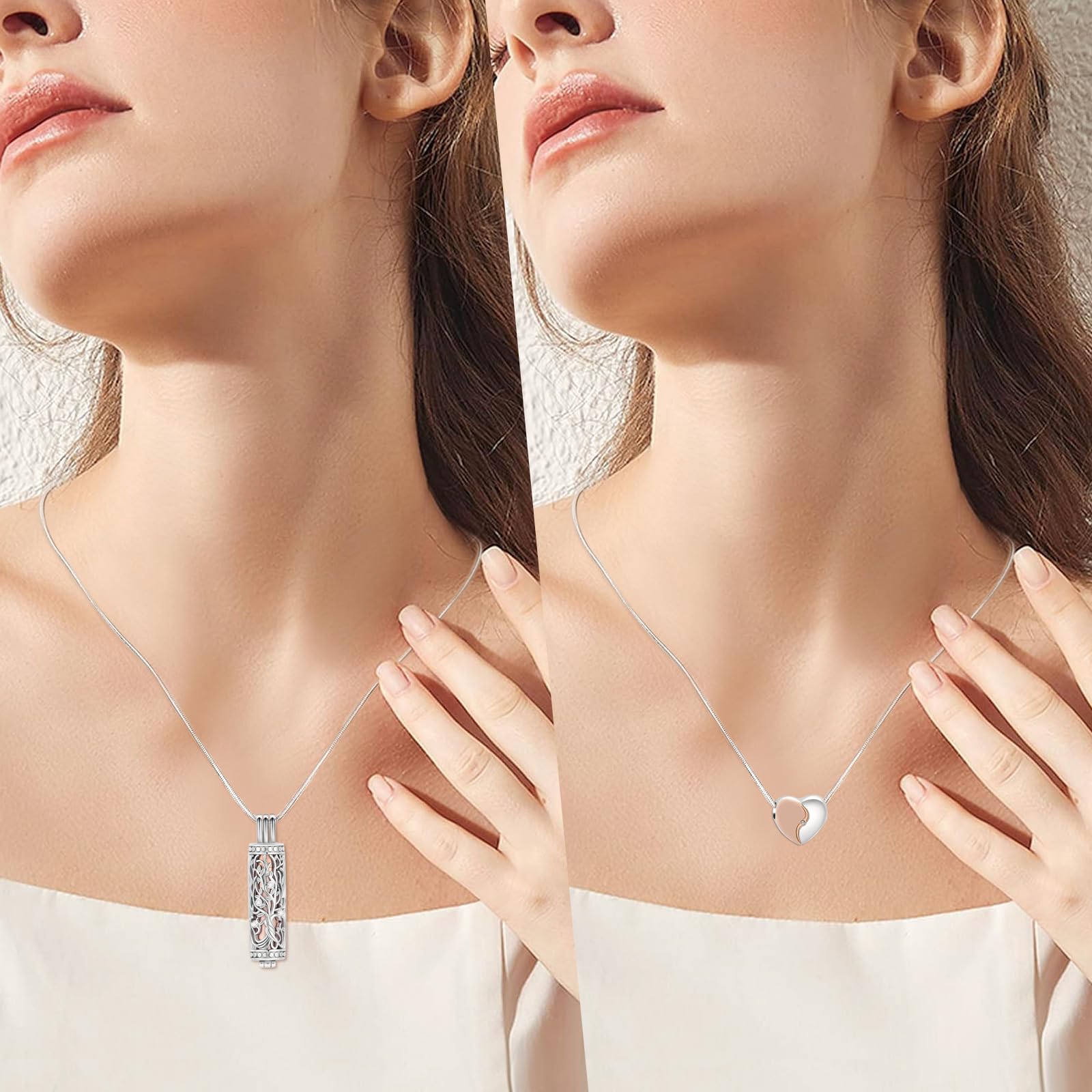 Collar de urna de árbol de la vida con forma de corazón para cenizas humanas, pelo o tierra, acero inoxidable, recuerdo y contenedor de cenizas