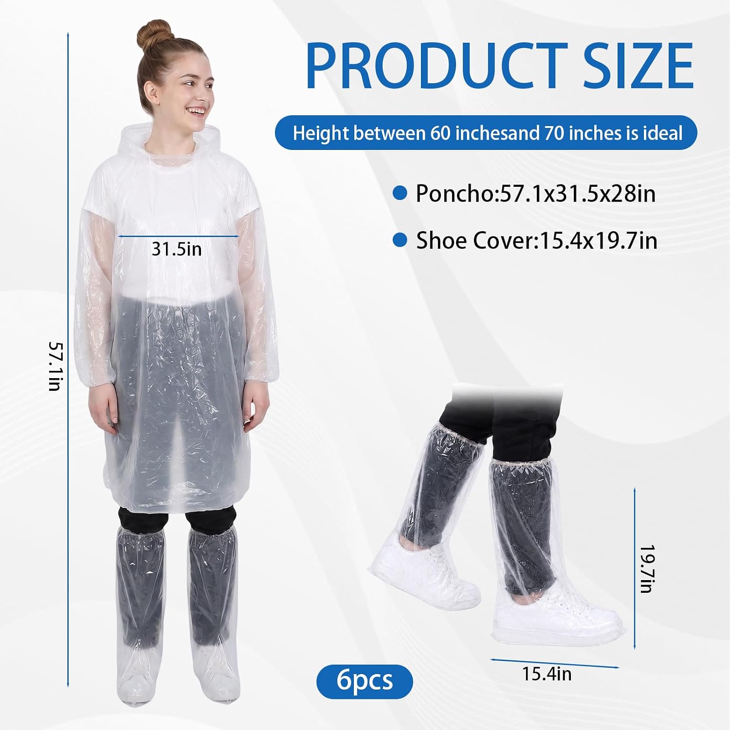 2 Sets Rain Ponchos, Shoe Ponchos, Disposable Clear PE Emergency Rain Gear