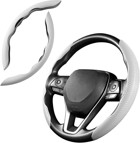Miniatura 1 de Cartist Funda para volante, funda de fibra de carbono para volante de automóvil para hombres y mujeres, antideslizante, agarre cómodo, duradera,
