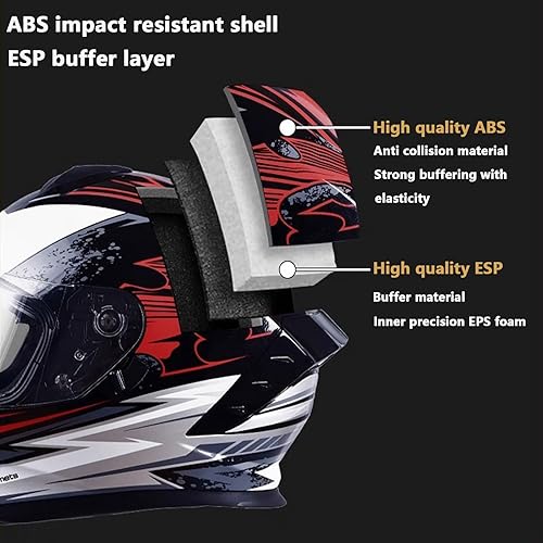 Miniatura 3 de Casco modular de motocicleta abatible de cara completa para adultos, Cascos para motos, casco de motocross, aprobado por DOT, doble visera, fácil de