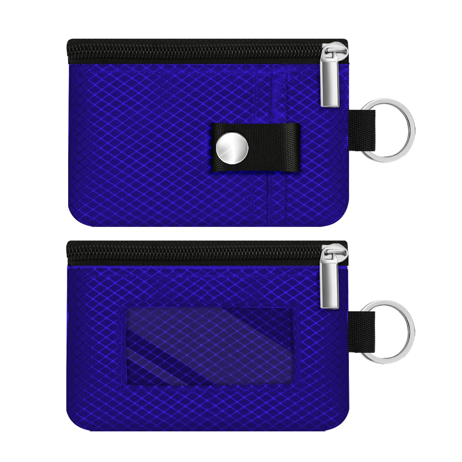 Minimalist RFID Blocking Small Wallet with ID Window,WaterResistant Zip Id Case Wallet with Lanyard Keychain for Cards,Cash,Travel,Women,Men (Sapphire Blue)