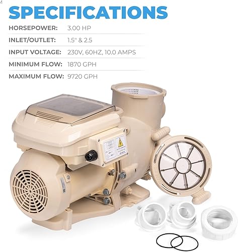 Miniatura 5 de XtremepowerUS 3.0HP SuperFlow Bomba de piscina de alta velocidad variable para piscina enterrada en el suelo de eficiencia energética 230V, 9,720GPH