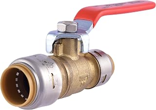 SharkBite Max 3/4 Inch x 1/2 Inch Ball Valve, Push to Connect Brass Plumbing Fitting, Water Shut Off, PEX Pipe, Copper, CPVC, PE-RT, HDPE, UR22973