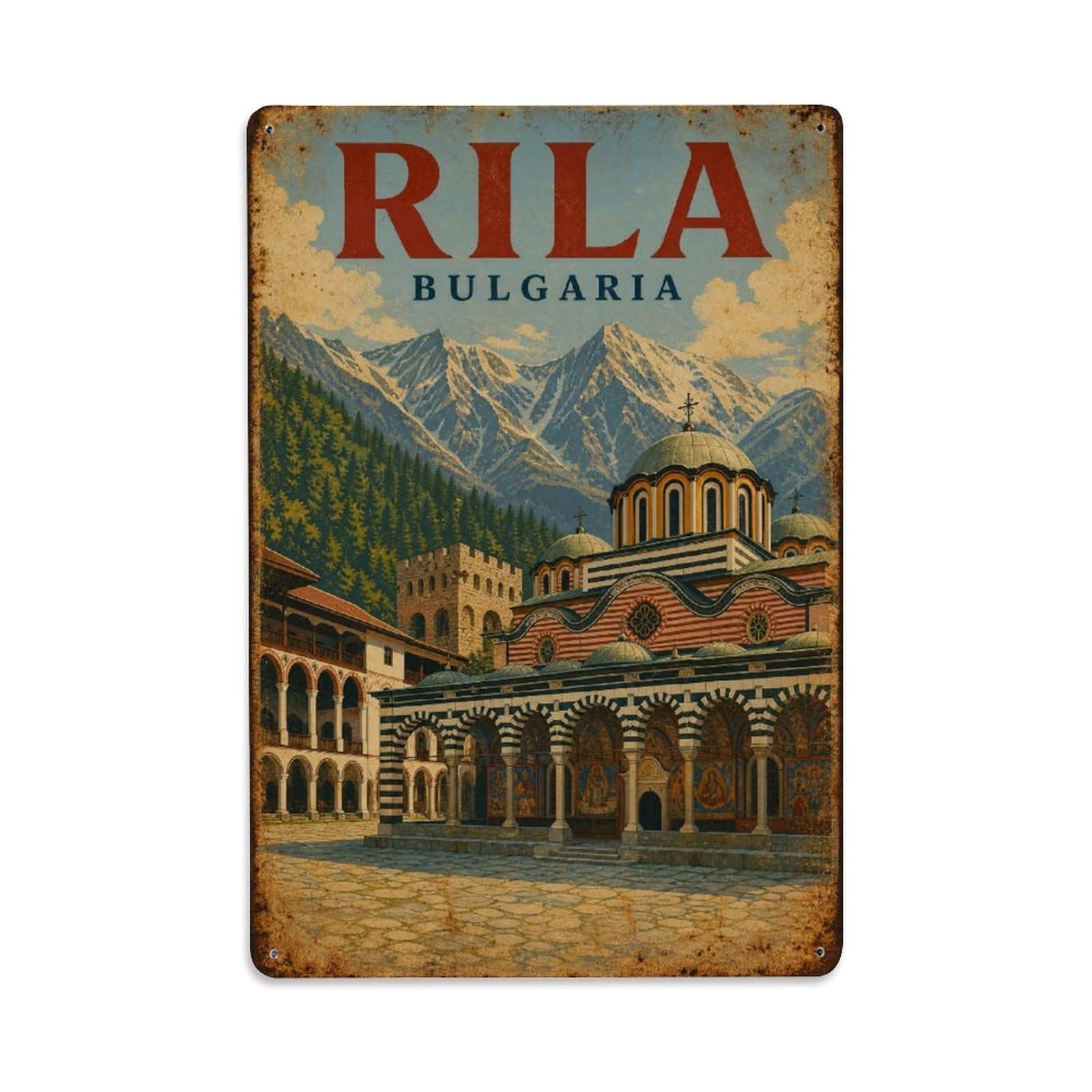 Retro Travel Bulgaria Rila Metal Tin Sign