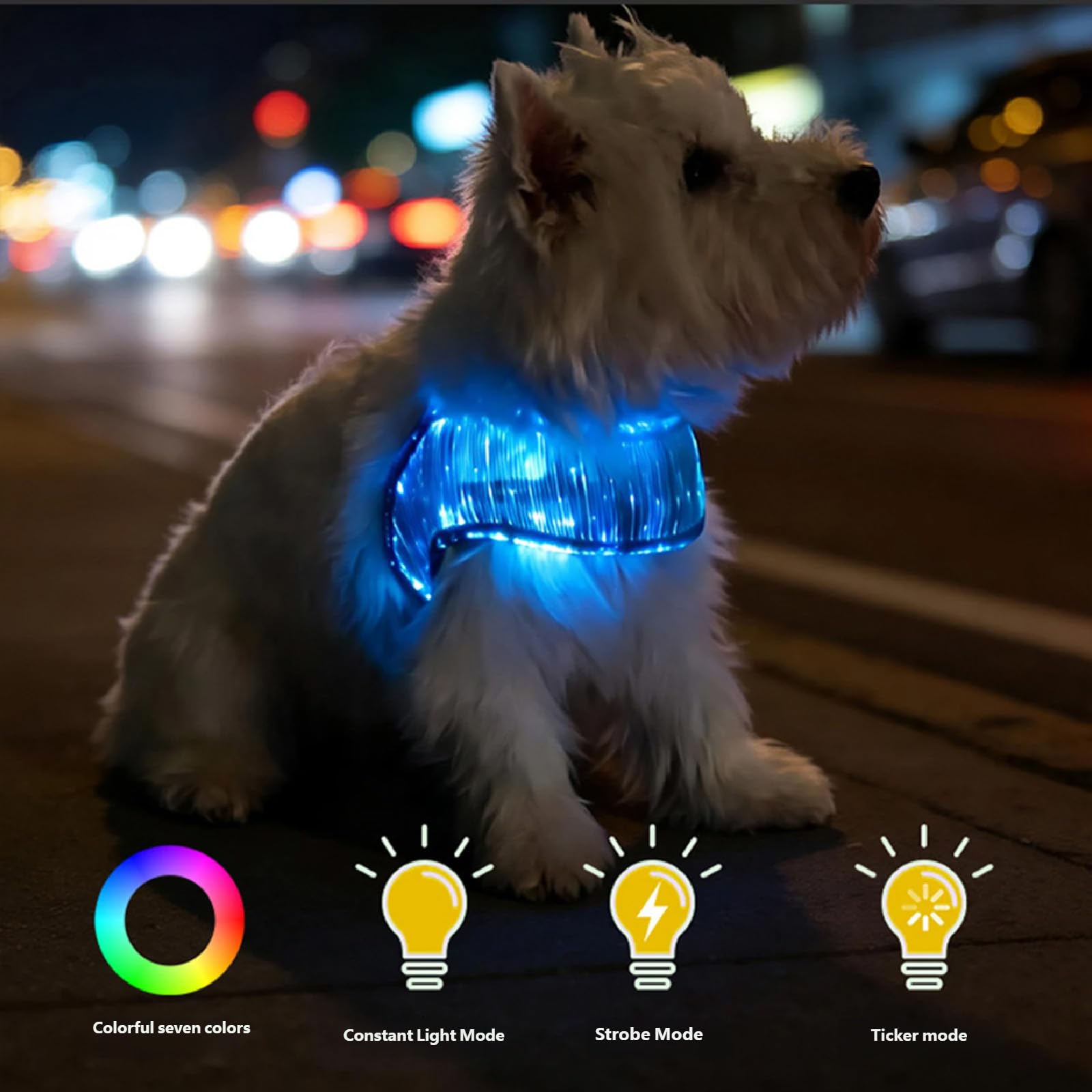 Pettorina per cani, regolabile, design luminoso a LED, per passeggiate notturne e passeggiate all'aperto, imbracatura illuminata per passeggiate in rete, gilet per animali domestici con pannello