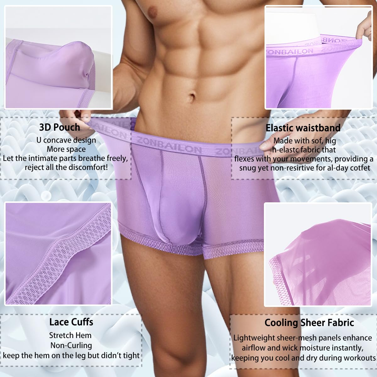 JINSHI Biancheria intima sexy da uomo in seta di ghiaccio per uomini etero vedere attraverso pugili ultra sottile puro tronco rigonfiamento sacchetto boxer slip